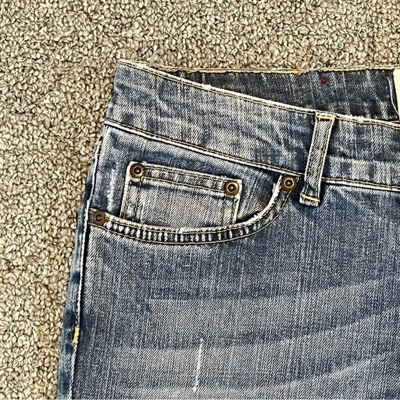 H&M LOGG Bootcut Jeans Womens Size 29 Blue Distressed Stretch Pockets - Picture 6 of 10